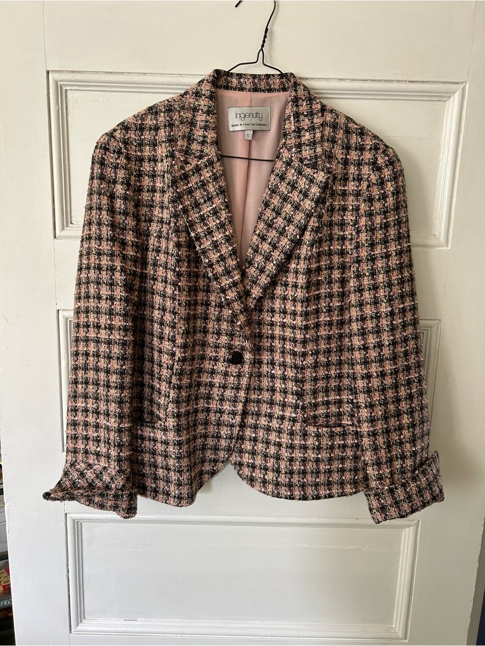 Pink and Black Tweed Blazer